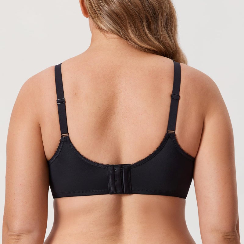 DELIMIRA Women's Seamless Tshirt Bras Plus Size Full Coverage Underwire Lightly Lined Bra Up to F Black 36F - Image 2